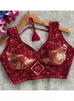 Vichitra Silk Maroon Party Wear Sequins Work Readymade Blouse